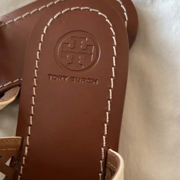 Tory Burch Cream and Brown Sandals - Picture 3 of 5